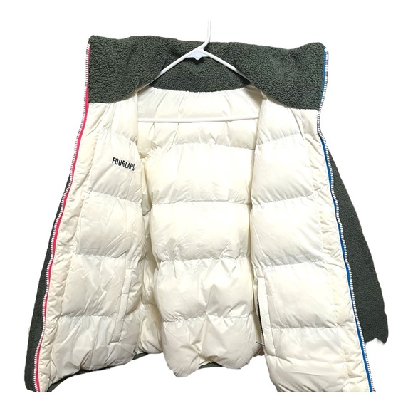 Mens FourLaps Reversible Polar Quilted Sherpa Jacket Thyme / White M Runs L - Picture 3 of 13